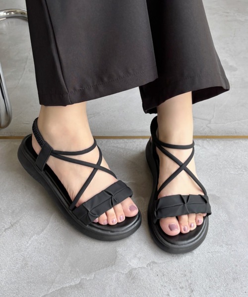 Miniministore(ミニミニストア)の「厚底サンダル ストラップ 美脚 韓国 夏(サンダル・レディース・ブラック/アイボリー・25.0cm/22.5cm/23.0cm/23.5cm/24.0cm/24.5cm)」の19枚目の写真