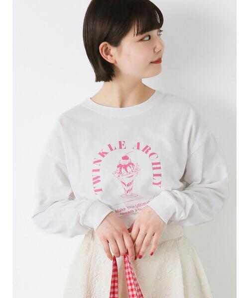 ehka sopo（エヘカソポ）の「パフェプリントロンT（Tシャツ/カットソー・レディース・キナリ/オフホワイト/グレー・F）」の2枚目の写真