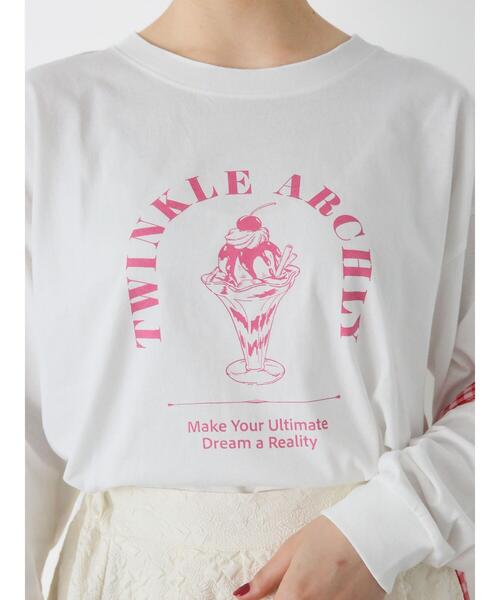 ehka sopo（エヘカソポ）の「パフェプリントロンT（Tシャツ/カットソー・レディース・キナリ/オフホワイト/グレー・F）」の6枚目の写真
