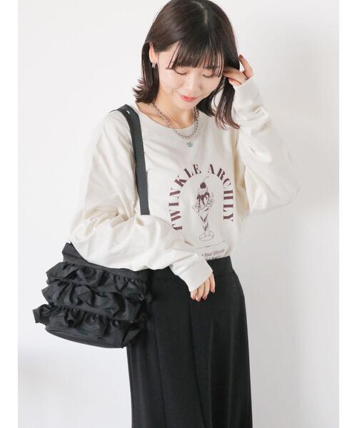ehka sopo（エヘカソポ）の「パフェプリントロンT（Tシャツ/カットソー・レディース・キナリ/オフホワイト/グレー・F）」の15枚目の写真