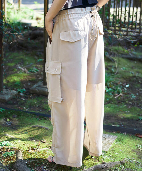 schott（ショット）の「ShottｘRUMBLE RED (ショットｘランブルレッド) SLUB CHIFFON CARGO PANTS（カーゴパンツ・レディース・ベージュ/チャコールグレー・F）」の11枚目の写真