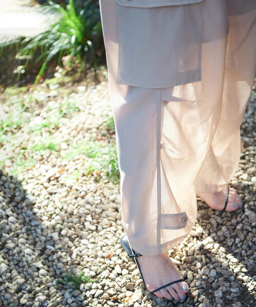 schott（ショット）の「ShottｘRUMBLE RED (ショットｘランブルレッド) SLUB CHIFFON CARGO PANTS（カーゴパンツ・レディース・ベージュ/チャコールグレー・F）」の12枚目の写真