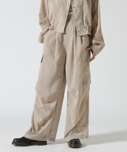 schott（ショット）の「ShottｘRUMBLE RED (ショットｘランブルレッド) SLUB CHIFFON CARGO PANTS（カーゴパンツ・レディース・ベージュ/チャコールグレー・F）」の14枚目の写真