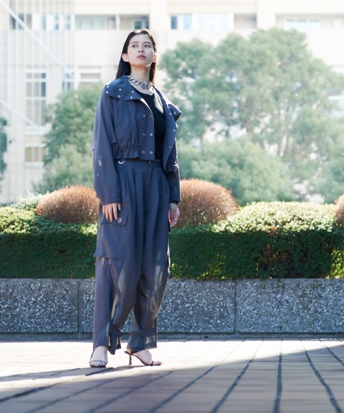 schott（ショット）の「ShottｘRUMBLE RED (ショットｘランブルレッド) SLUB CHIFFON CARGO PANTS（カーゴパンツ・レディース・ベージュ/チャコールグレー・F）」の7枚目の写真