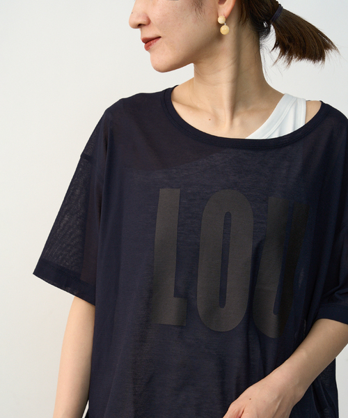 VERMEIL par iena（ヴェルメイユパーイエナ）の「コットン シアージャージロゴTシャツ（Tシャツ/カットソー・レディース・アイボリー/ネイビー・FREE）」の2枚目の写真