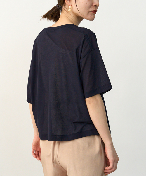 VERMEIL par iena（ヴェルメイユパーイエナ）の「コットン シアージャージロゴTシャツ（Tシャツ/カットソー・レディース・アイボリー/ネイビー・FREE）」の8枚目の写真