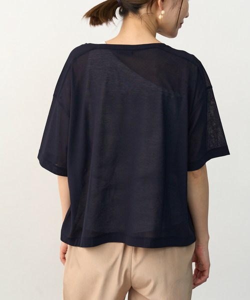 VERMEIL par iena（ヴェルメイユパーイエナ）の「コットン シアージャージロゴTシャツ（Tシャツ/カットソー・レディース・アイボリー/ネイビー・FREE）」の9枚目の写真