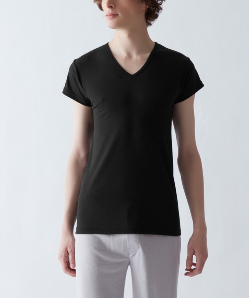 GUNZE（グンゼ）の「アセドロン 汗取り付きVネックTシャツ 鹿の子 ベタつき瞬時にどこへやら（インナーウェア/肌着・メンズ・シルバー系その他/ホワイト/ブラック・LARGE/X-LARGE/MEDIUM）」の2枚目の写真