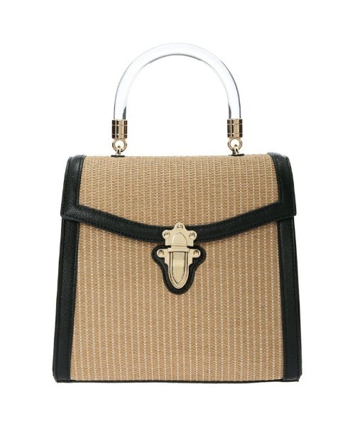 an another angelus(アンアナザーアンジェラス)の「フロント金具使いフェイクラフィアバッグ(ハンドバッグ・レディース・ブラック×ベージュ/オフホワイト・FREE)」の21枚目の写真