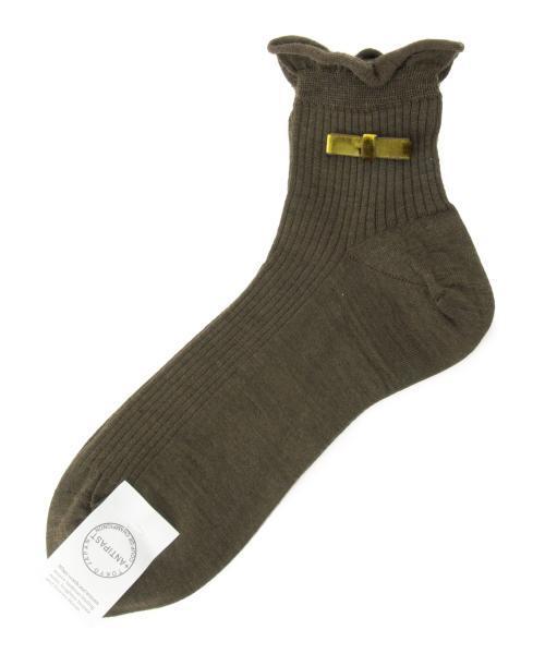 Demi-Luxe BEAMS（デミルクス ビームス）の「ANTIPAST / リブ ウィズリボン ソックス（ソックス/靴下・レディース・チャコールグレー/グリーン系その他/ブラック・ONE SIZE）」の5枚目の写真