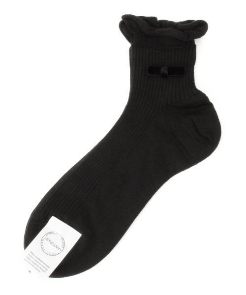 Demi-Luxe BEAMS（デミルクス ビームス）の「ANTIPAST / リブ ウィズリボン ソックス（ソックス/靴下・レディース・チャコールグレー/グリーン系その他/ブラック・ONE SIZE）」の6枚目の写真