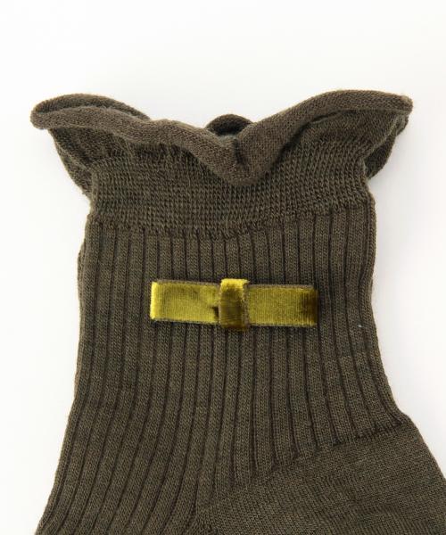 Demi-Luxe BEAMS（デミルクス ビームス）の「ANTIPAST / リブ ウィズリボン ソックス（ソックス/靴下・レディース・チャコールグレー/グリーン系その他/ブラック・ONE SIZE）」の10枚目の写真