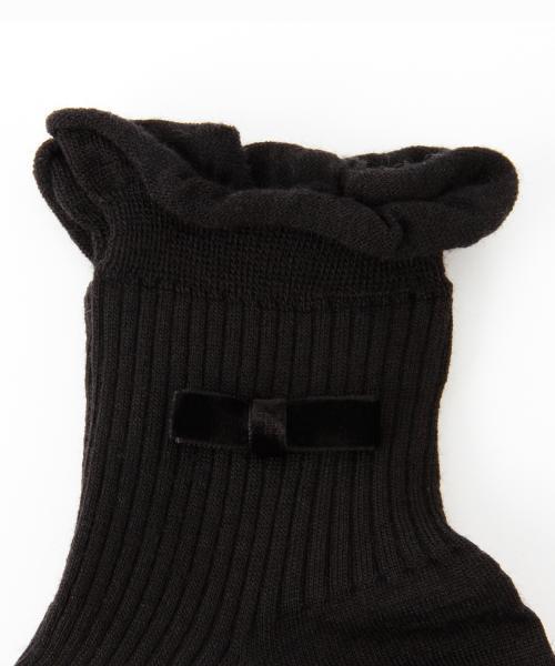 Demi-Luxe BEAMS（デミルクス ビームス）の「ANTIPAST / リブ ウィズリボン ソックス（ソックス/靴下・レディース・チャコールグレー/グリーン系その他/ブラック・ONE SIZE）」の13枚目の写真