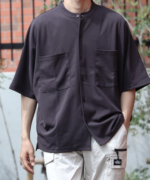 【セール】『Bling Leads』梨地 オーバーサイズバンドカラーシャツ（シャツ/ブラウス）｜Bling Leads（ブリングリーズ）