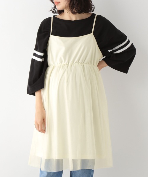 LEPSIM（レプシィム）の「【産前・産後対応】マタニティ／シアーキャミビスチェチュニック　112860（マタニティウェア/グッズ・レディース・アイボリー/グレー/ブラック・FREE）」の4枚目の写真