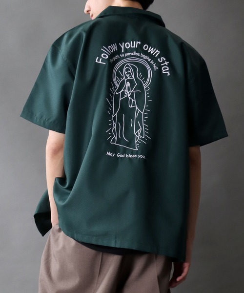 SITRY(シトリー)の「Rude Style Back Embroidery Shirt/ルード バック刺繍 半袖シャツ レディース メンズ(シャツ/ブラウス・メンズ・グレー/グリーン系その他/ブラック系その他/グレー系その他/ブラック/ダークグリーン・M/L/XL)」の5枚目の写真