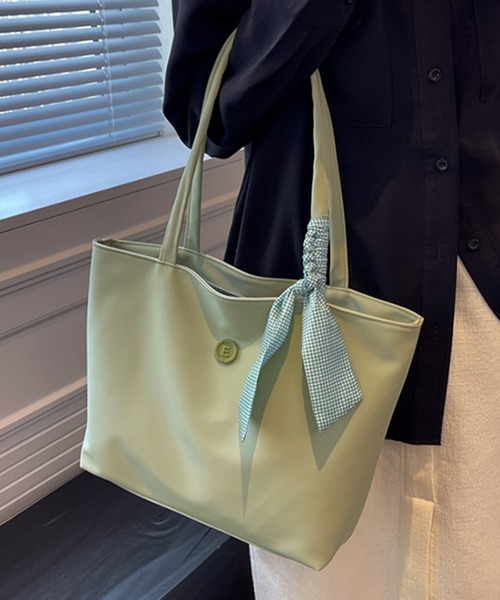 STYLEBLOCK(スタイルブロック)の「リボン付きスクエアトートバッグ(トートバッグ・レディース・オフホワイト/グリーン/ピンク/ブラック・FREE)」の3枚目の写真