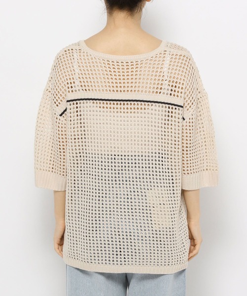 LOWRYS FARM（ローリーズファーム）の「メッシュプルオーバーＳＳ　116749（ニット/セーター・レディース・ピンク/ブラック/アイボリー・FREE）」の6枚目の写真