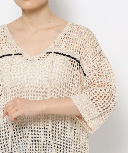 LOWRYS FARM（ローリーズファーム）の「メッシュプルオーバーＳＳ　116749（ニット/セーター・レディース・ピンク/ブラック/アイボリー・FREE）」の8枚目の写真