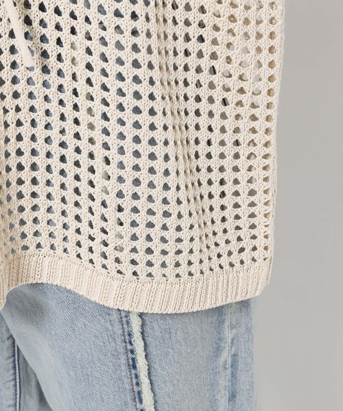 LOWRYS FARM（ローリーズファーム）の「メッシュプルオーバーＳＳ　116749（ニット/セーター・レディース・ピンク/ブラック/アイボリー・FREE）」の9枚目の写真