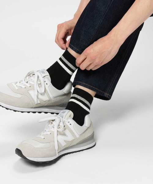 Right-on(ライトオン)の「BASIC SOCKS(ベーシックソックス)2本ラインリブソックス(ソックス/靴下・メンズ・ブラック/ネイビー/ベージュ・M/L)」の2枚目の写真