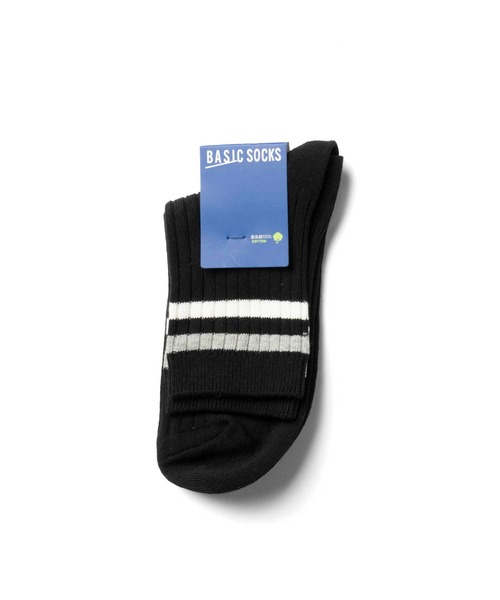 Right-on(ライトオン)の「BASIC SOCKS(ベーシックソックス)2本ラインリブソックス(ソックス/靴下・メンズ・ブラック/ネイビー/ベージュ・M/L)」の4枚目の写真