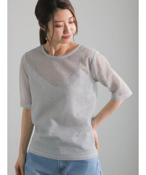 Te chichi（テチチ）の「シアーラメキャミセットTシャツ（Tシャツ/カットソー・レディース・ゴールド/シルバー/ブラック・F）」の3枚目の写真