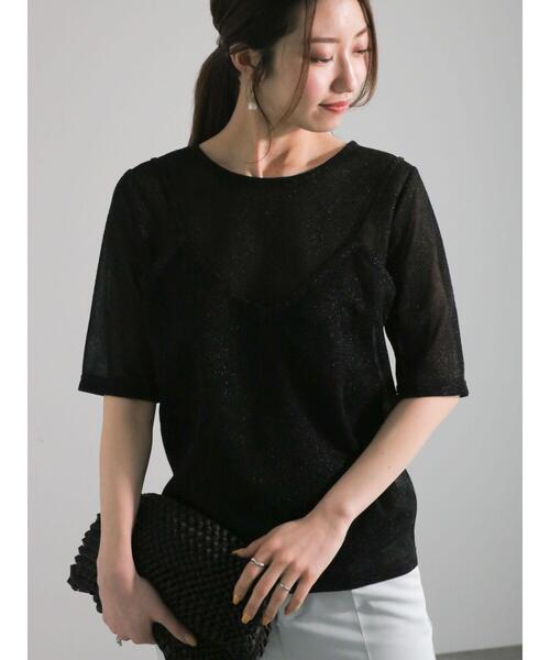 Te chichi（テチチ）の「シアーラメキャミセットTシャツ（Tシャツ/カットソー・レディース・ゴールド/シルバー/ブラック・F）」の15枚目の写真