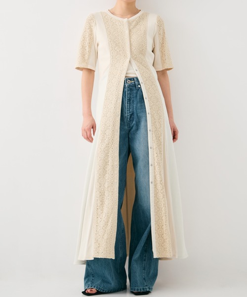 PUBLIC TOKYO（パブリックトウキョウ）の「コットンレースミックスワンピース（ワンピース・レディース・ブラック/アイボリー・1/2）」の3枚目の写真