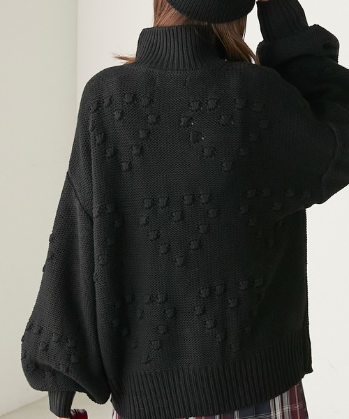 BONLECILL（ボンルシール）の「ハートドットボリュームスリーブダブルジップニットブルゾン（ニット/セーター・レディース・杢グレー/ブラック/アイボリー・FREE）」の19枚目の写真