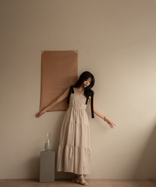 【mideal】カットデザインリボンティアードワンピース mideal（マイディール）の「cut design ribbon tiered onepice