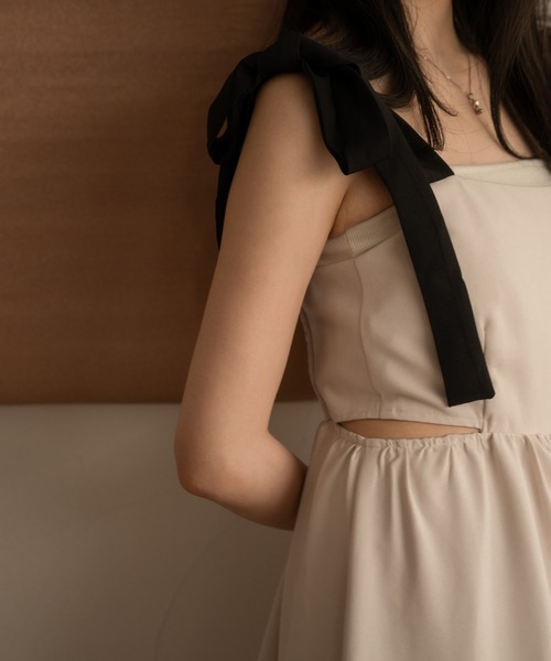 【mideal】カットデザインリボンティアードワンピース mideal（マイディール）の「cut design ribbon tiered onepice