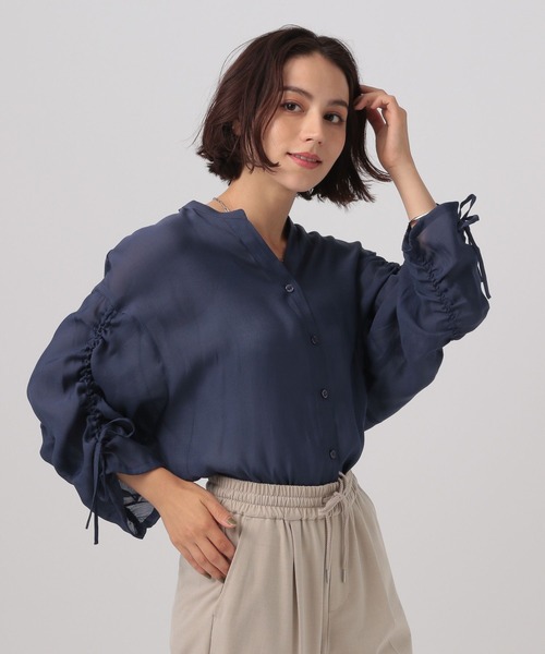 BAYFLOW(ベイフロー)の「シアーシャーリングブラウス(シャツ/ブラウス・レディース・ライトグリーン/オフホワイト/チャコール/ラベンダー/ベージュ/ネイビー・FREE)」の6枚目の写真