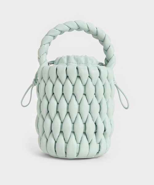 CHARLES & KEITH（チャールズ & キース）の「Bia ビア パッドテクスチャーバケットバッグ（ショルダーバッグ・レディース・セージグリーン/ベージュ/スミクロ・S）」の11枚目の写真