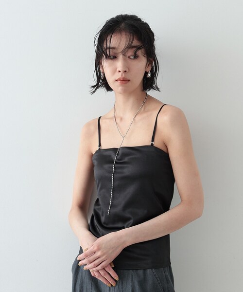 GALLEST（ギャレスト）の「◆カップ付きシャインベアトップ（Tシャツ/カットソー・レディース・ブロンズ/シルバー系その他/シルバー/ブラック・38）」の5枚目の写真