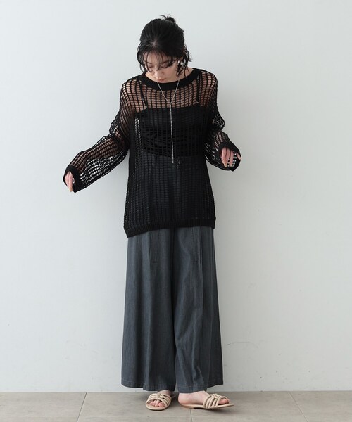 GALLEST（ギャレスト）の「◆カップ付きシャインベアトップ（Tシャツ/カットソー・レディース・ブロンズ/シルバー系その他/シルバー/ブラック・38）」の7枚目の写真