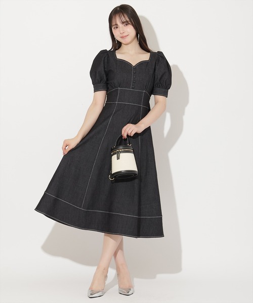 WILLSELECTION(ウィルセレクション)の「デニムバックリボンワンピース(ワンピース・レディース・ブラック/オフホワイト/ネイビー・FREE)」の3枚目の写真