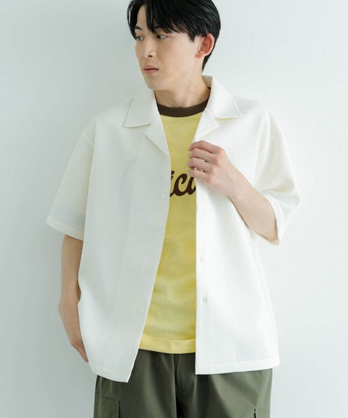 ITEMS URBANRESEARCH（アイテムズ アーバンリサーチ）の「ワッフル オープンカラー 半袖シャツ（シャツ/ブラウス・メンズ・ブラック/オフホワイト・MEDIUM/LARGE）」の7枚目の写真