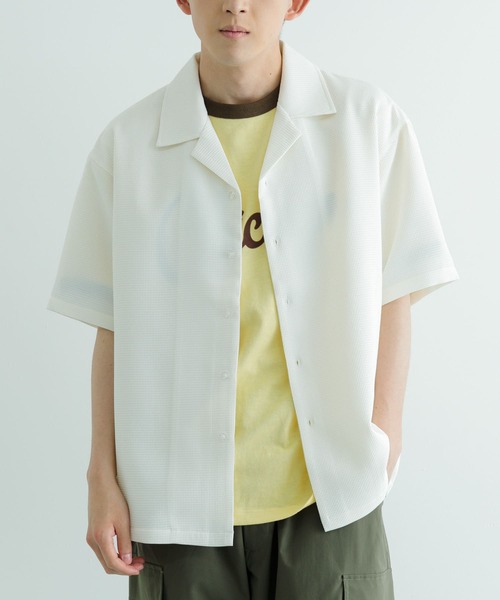 ITEMS URBANRESEARCH（アイテムズ アーバンリサーチ）の「ワッフル オープンカラー 半袖シャツ（シャツ/ブラウス・メンズ・ブラック/オフホワイト・MEDIUM/LARGE）」の10枚目の写真