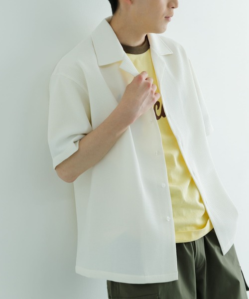 ITEMS URBANRESEARCH（アイテムズ アーバンリサーチ）の「ワッフル オープンカラー 半袖シャツ（シャツ/ブラウス・メンズ・ブラック/オフホワイト・MEDIUM/LARGE）」の11枚目の写真
