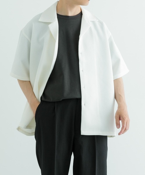 ITEMS URBANRESEARCH（アイテムズ アーバンリサーチ）の「ワッフル オープンカラー 半袖シャツ（シャツ/ブラウス・メンズ・ブラック/オフホワイト・MEDIUM/LARGE）」の14枚目の写真