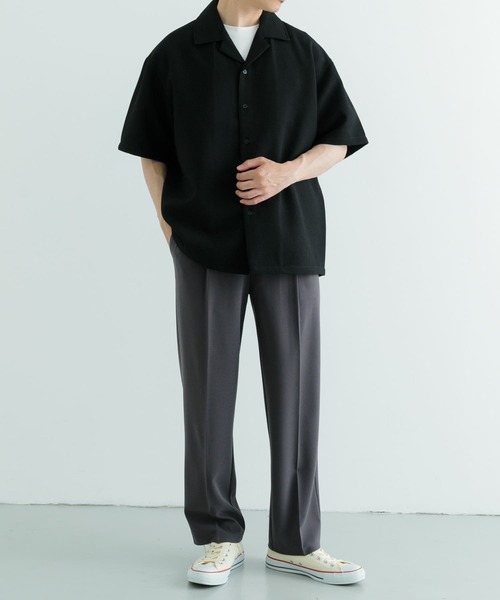 ITEMS URBANRESEARCH（アイテムズ アーバンリサーチ）の「ワッフル オープンカラー 半袖シャツ（シャツ/ブラウス・メンズ・ブラック/オフホワイト・MEDIUM/LARGE）」の21枚目の写真