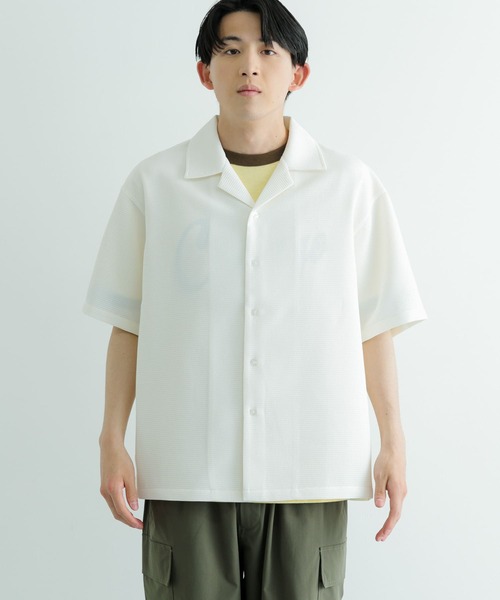 ITEMS URBANRESEARCH（アイテムズ アーバンリサーチ）の「ワッフル オープンカラー 半袖シャツ（シャツ/ブラウス・メンズ・ブラック/オフホワイト・MEDIUM/LARGE）」の22枚目の写真