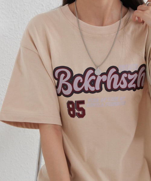 MAISON DE THERESE(メゾン ド テレーズ)の「綿100%オーバーサイズロゴプリントTシャツ(Tシャツ/カットソー・レディース・ブラック/ワイン/ライトベージュ/ベージュ/グレー/ホワイト・M/L)」の5枚目の写真