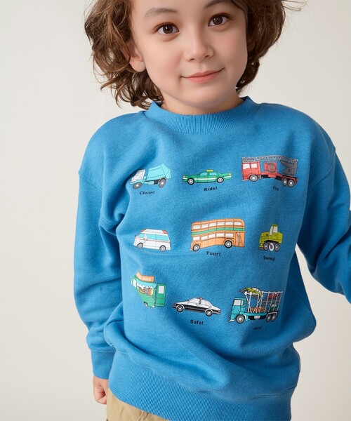 BEAMS mini(ビームスミニ)の「ワーキングカー スウェット (90~130cm)(スウェット・キッズ・その他/ブルー系その他3/グリーン・130/120/110/100/90)」の1枚目の写真