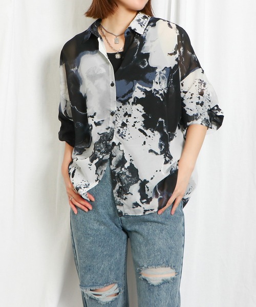 GORGE(ゴージ)の「インナー付き柄シャツ(シャツ/ブラウス・レディース・ブラウン/ブラック・F)」の6枚目の写真