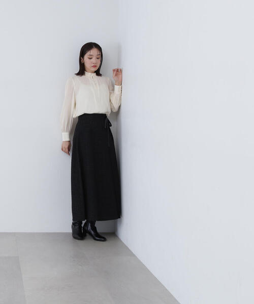 NATURAL BEAUTY BASIC（ナチュラルビューティーベーシック）の「◇ツイードレースアップスカート（スカート・レディース・ブラック/ブルー・MEDIUM）」の6枚目の写真