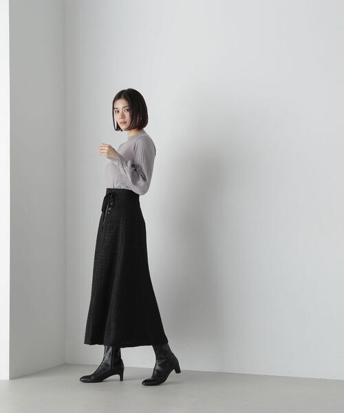 NATURAL BEAUTY BASIC（ナチュラルビューティーベーシック）の「◇ツイードレースアップスカート（スカート・レディース・ブラック/ブルー・MEDIUM）」の8枚目の写真