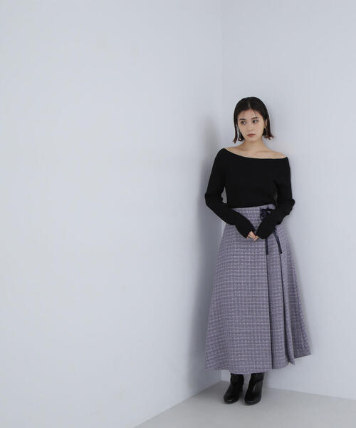 NATURAL BEAUTY BASIC（ナチュラルビューティーベーシック）の「◇ツイードレースアップスカート（スカート・レディース・ブラック/ブルー・MEDIUM）」の14枚目の写真