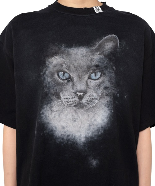 メゾンミハラヤスヒロ ブリーチド キャット プリント ロングスリーブ Tシャツ メゾンミハラヤスヒロ ブリーチド キャット プリント ロングスリーブ T
